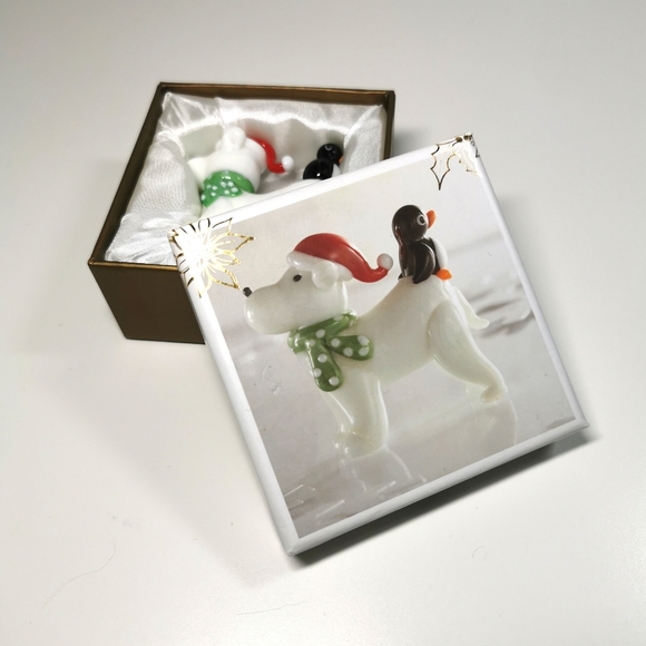 PIER 1 | Collectible Glass Santa Dog + Penguin Figurine (NEW) - Picture 5 of 6